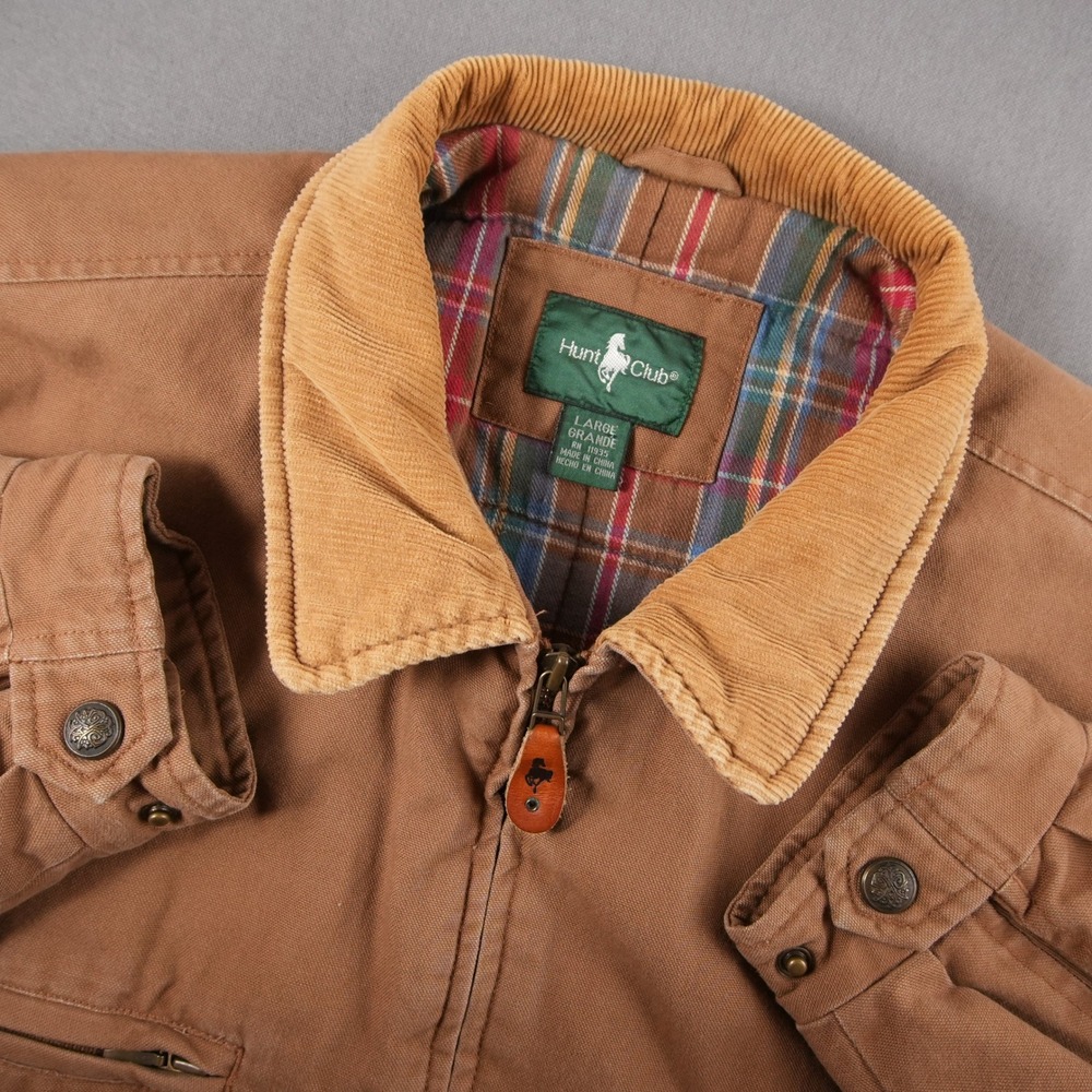 Canvas Barn Multicolor Quilted Lined Hunt Club Jacket Corduroy Collar L Detroit